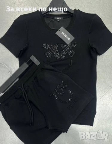 Pinko Дамски Летен Комплект С Лого Със Шити Кристали👚🩳Дамски Къс Екип - 3 Цвята Код A613, снимка 2 - Спортни екипи - 50465958