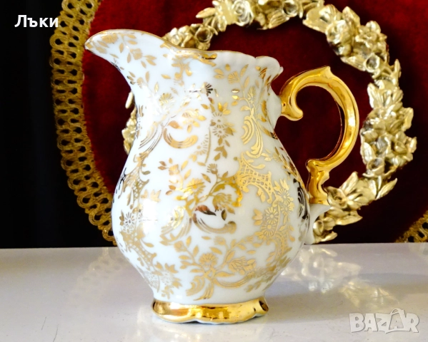 Каничка баварски костен порцелан,злато,барок. 