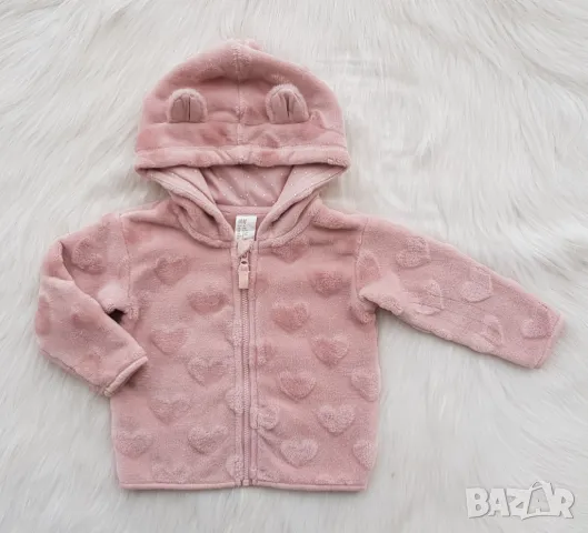 Бебешки пухен суичър H&M 6-9 месеца, снимка 2 - Жилетки и елечета за бебе - 49655289