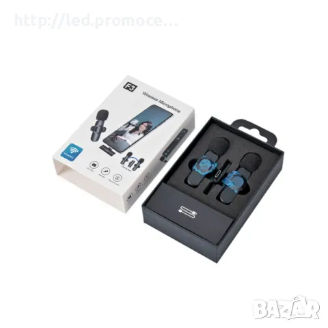 Микрофон Royal F3, двоен мини микрофон, тип брошка-Lavalier, обхват до 20 метра, снимка 2 - Безжични слушалки - 50437106