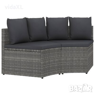 vidaXL Градински комплект с възглавници, 2 части, полиратан, сив(SKU:46080