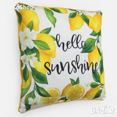 Декоративна възглавница с лимони - 45 x 45 см., снимка 2 - Възглавници - 54229707