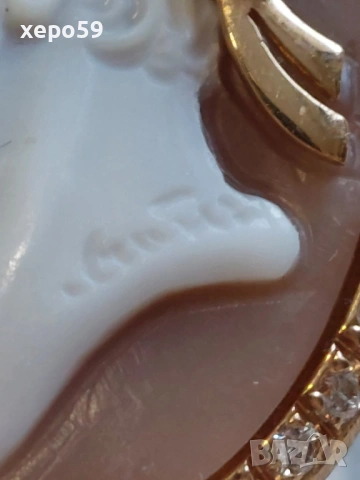 Уникален дамски златен пръстен,злато 18 карата,45 брилянта,и огромна камея, снимка 6 - Пръстени - 53840580