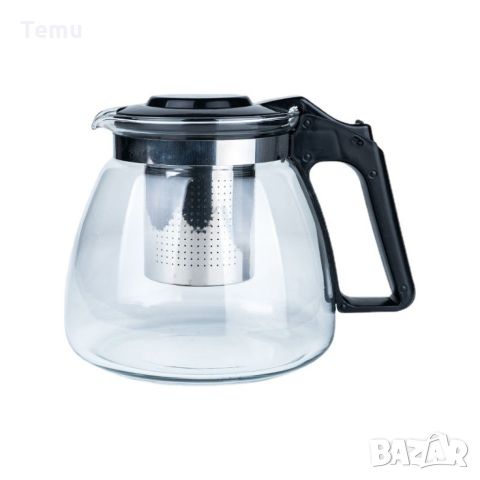 Термоустойчив стъклен чайник със супер здрава и издръжлива дръжка 1100 мл, снимка 1 - Аксесоари за кухня - 46429519