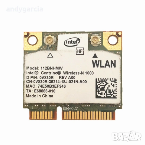 Intel Centrino Wireless-N 1000 Wi-Fi 802.11 b/g/n Single Band Half Mini PCIe карта за безжична мрежа
