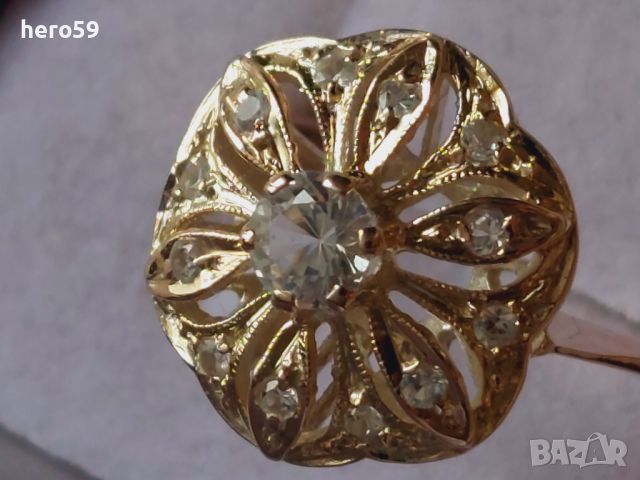 Дамски златен пръстен с циркони , снимка 9 - Пръстени - 45338069