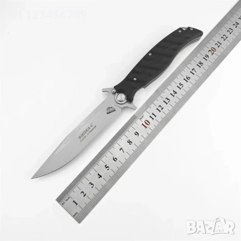 Руски сгъваем нож НОКС Финка-С, дизайн А.Бирюков - ЧЕРЕН, снимка 5 - Ножове - 52447436