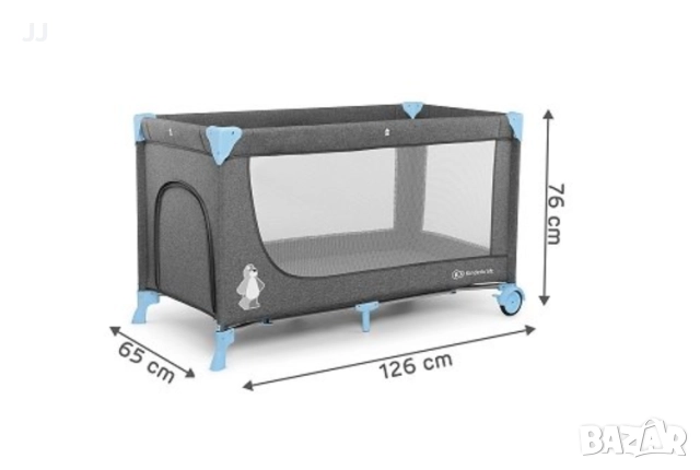 Бебешка кошара с KinderKraft Joy full Синя момче Сгъваема с матрак