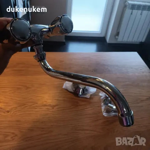 НОВ! Стенен смесителен кран за мивка с чучур 11 см, смесител, снимка 6 - Смесители - 50279987