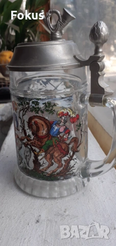 Колекционерска немска музикална халба за бира капак свиреща, снимка 5 - Антикварни и старинни предмети - 53335973