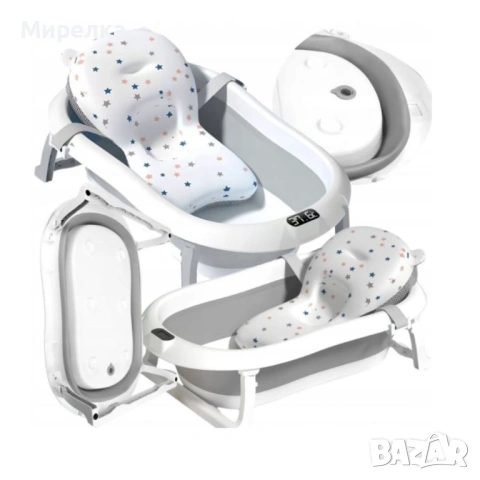 ПРОМО ! Сгъваема бебешка вана с термометър и възглавница