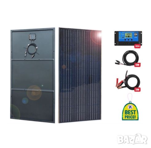 Комплект 150w соларен панел + 30А контролер + кабели 8м., снимка 1 - Друга електроника - 45490389