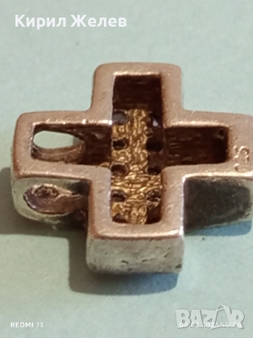 Сребърен кръст JOOP! с инкрустирани кристали Розов Турмалин ювелирна изработка 52817, снимка 6 - Колиета, медальони, синджири - 52982952