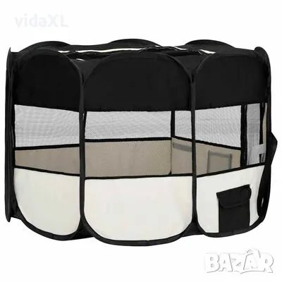 vidaXL Сгъваема кучешка кошара с чанта за носене, черна, 125x125x61 см（SKU:171007）, снимка 4 - За кучета - 49593731