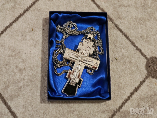 Сребрист православен нагръден кръст ортодоксален кръст нагръден кръст за богослужения