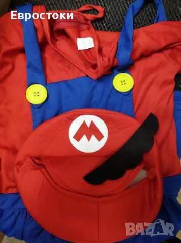 Дамски костюм Super Mario, дамски карнавален костюм Супер Марио с рокля, шапка и мустаци, размер: М, снимка 7 - Костюми - 46739800