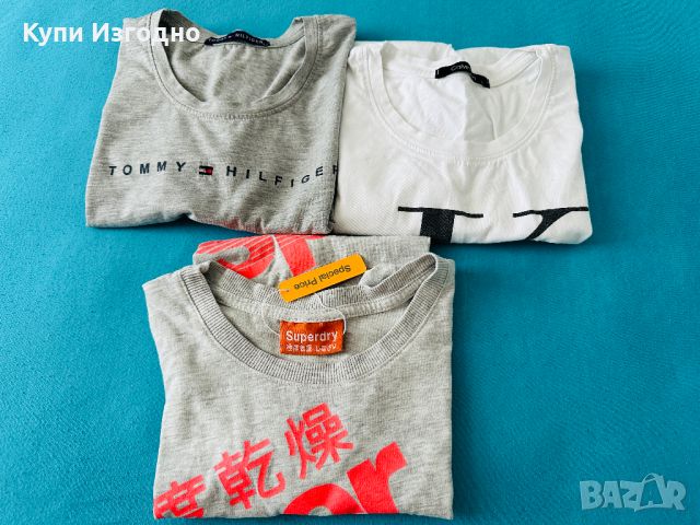 Сет от три дамски тениски SuperDry, Calvin Klein и Tommy Hilfiger къс ръкав, снимка 2 - Тениски - 46768519