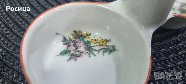 Българска солница от порцелан с червен кант, снимка 4 - Прибори за хранене, готвене и сервиране - 53968174