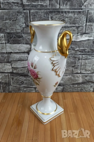 Ваза с дръжки тип лебеди - AK Kaiser, снимка 2 - Вази - 52868336