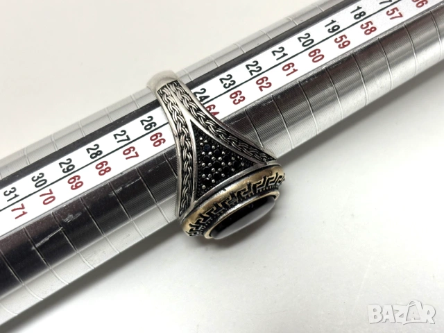 Мъжки Сребърен Пръстен "Версаче" (проба 925)- 12,26 грама, снимка 12 - Пръстени - 53903145