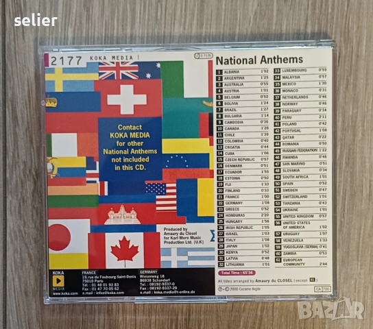Оригинален диск с химните на 61 държави: Amaury Du Closel ‎– National Anthems Издание 🇫🇷 FRANCE 20, снимка 2 - CD дискове - 54295686