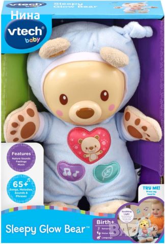 Vtech Sleepy Glow Bear™- успокояваща играчка с бял шум и нежни мелодии, снимка 2 - Музикални играчки - 45268219