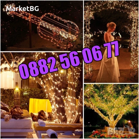 Коледни лампички 50 метра на макара, жълта светлина, водоустойчиви, снимка 2 - Декорация за дома - 52428020