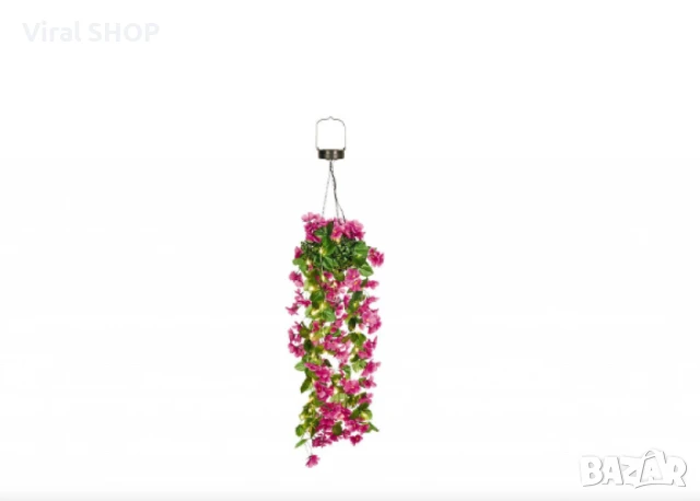 Соларна висяща саксия с LED осветление Living & Garden – 60 LED, топло бяло, снимка 1