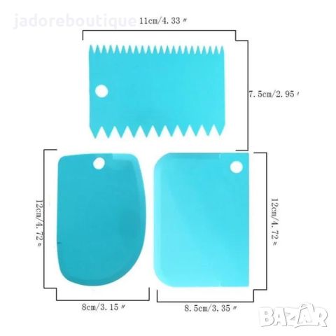 3 бр/к-кт Сладкарски шпатули за декорация и заглаждане на торти и сладкиши, снимка 2 - Аксесоари за кухня - 45956024