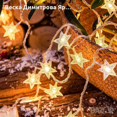 Светещи коледни LED лампички със звездички с щепсел., снимка 7 - Лед осветление - 52262598