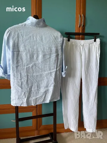 80 лв до 30.07!Massimo Dutti,лен100%,нежно синя риза, снимка 9 - Ризи - 50385907