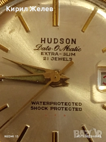 Стар механичен часовник мъжки HUDSON позлатен работи иска почистване 51439, снимка 2 - Антикварни и старинни предмети - 52362494