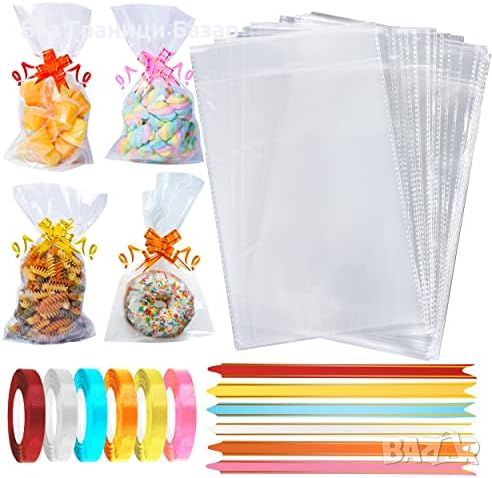 Нови Празнични Опаковъчни Торбички с Панделки - 60 Броя за сладки, снимка 1 - Други - 45197845