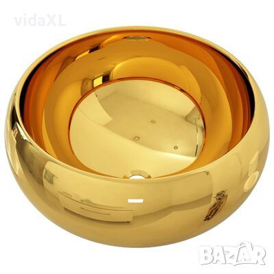 vidaXL Мивка, 40x15 см, керамична, златиста（SKU:143498