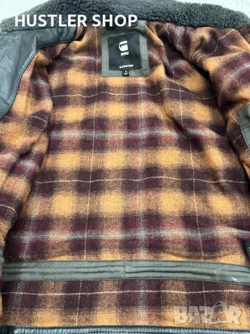 Мъжко яке от естествена кожа G-STAR RAW. Размер S, снимка 10 - Якета - 53933195
