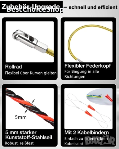 Помощно средство за влачене на кабели 30м спирала с пружина - 5мм PET ролка, снимка 3 - Други инструменти - 54092394
