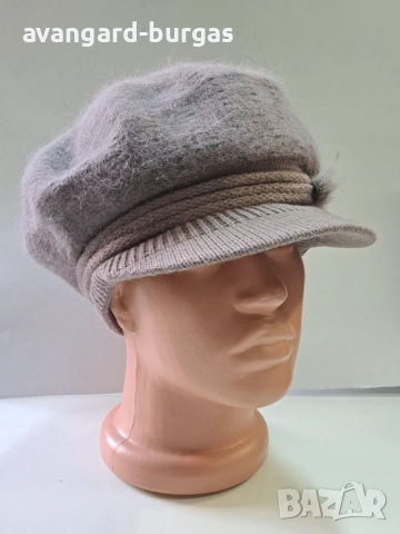 321 Дамска бутикова шапка каскет - ангора, снимка 2 - Шапки - 52529949