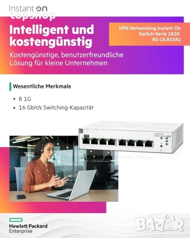 Чисто нов Aruba a Hewlett Packard Enterprise Instant On Switch серия 1830 - Интелигентно управля..., снимка 3 - Суичове - 51637857