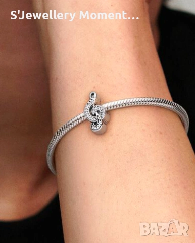 Сребърен талисман 925 за гривни Pandora Clef, снимка 2 - Гривни - 54095076