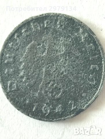 Стара немска монета 1 пфениг от 1942 г., снимка 2 - Нумизматика и бонистика - 45189282