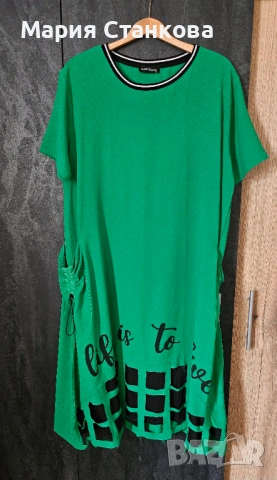 Голям размер туники рокли с къс ръкав, снимка 3 - Рокли - 54162764