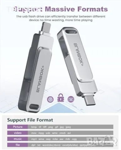 Нов USB-C флаш драйв 128GB USB памет за iPhone, Android и компютър, снимка 4 - Друга електроника - 49339187