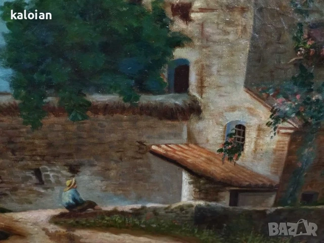 Esteban Alcantarilla Escamilla (1865-1936) Огромна антикварна картина изобразяваща пейзаж от винарск, снимка 8 - Антикварни и старинни предмети - 51317027