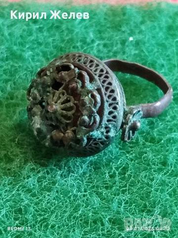 Възрожденски сребърен пръстен филигранна изработка с гранулация ювелирна изработка 24469, снимка 6 - Пръстени - 52960907