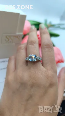 Сребърен Перфектен Кушън Пръстен с Естествени Камъни💎, снимка 5 - Пръстени - 49892576