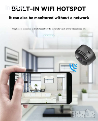A9 WiFi мини камера Безжичен видеорекордер Гласов рекордер Сигурност Мониторинг камера Smart Home, снимка 4 - IP камери - 45034069