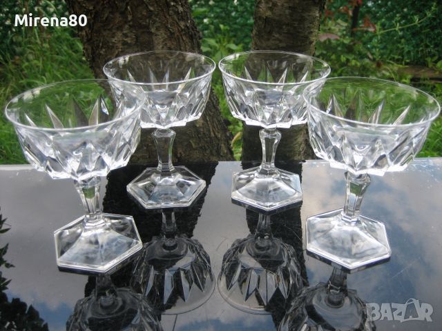 Немски кристални чаши - 4 бр., снимка 1 - Сервизи - 45586134