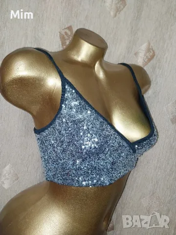 BIK BOK S Бюстие със сребристи пайети , снимка 2 - Корсети, бюстиета, топове - 50227937