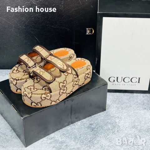 Gucci дамски чехли платформа, снимка 3 - Чехли - 46689139