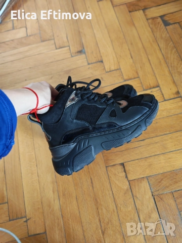 Черни маратонки от естествена кожа , снимка 3 - Маратонки - 52525012